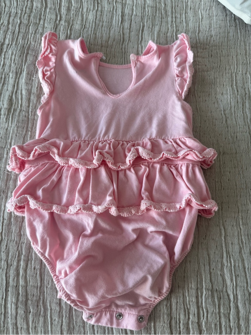 Little Me Pink Ruffle Baby One-Piece - Picture 3 of 3